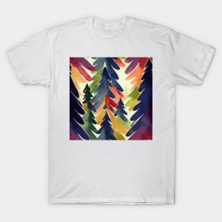 Christmas Tree Watercolor Geometric Design T-Shirt